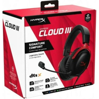 Наушники с микрофоном HyperX Cloud III черный/красный 1.2м мониторные оголовье (727A9AA) от магазина РЭССИ