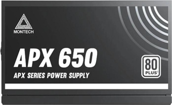 Блок питания Montech ATX 650W APX 650 80 PLUS WHITE (20+4pin) APFC 120mm fan 6xSATA Cab Manag RTL от магазина РЭССИ