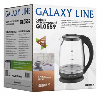 Чайник электрический Galaxy Line GL 0559 2л. 2200Вт черный (корпус: стекло) от магазина РЭССИ