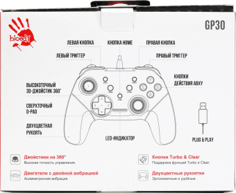 Геймпад A4Tech Bloody GP30 Sports черный/красный USB виброотдача обратная связь (GP30 SPORTS RED) от магазина РЭССИ