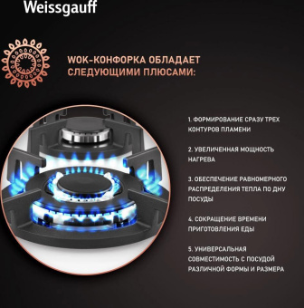 Газовая варочная поверхность Weissgauff HGG 640 WGV белый от магазина РЭССИ