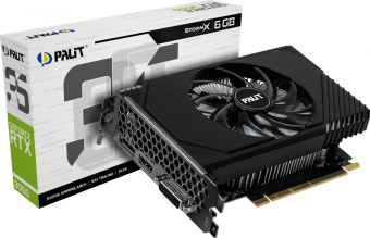 Видеокарта Palit PCI-E 4.0 RTX3050 STORMX NVIDIA GeForce RTX 3050 6Gb 96bit GDDR6 1042/14000 DVIx1 HDMIx1 DPx1 HDCP Ret от магазина РЭССИ