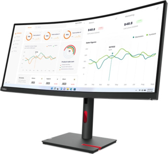 Монитор Lenovo 34" ThinkVision T34w-30 черный IPS LED 4ms 21:9 HDMI M/M матовая HAS Piv 3000:1 350cd 178гр/178гр 3440x1440 60Hz DP QHD USB 9.5кг от магазина РЭССИ