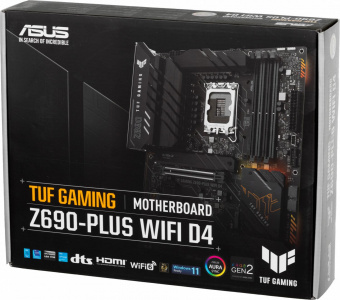 Материнская плата Asus TUF GAMING Z690-PLUS WIFI D4 Soc-1700 Intel Z690 4xDDR4 ATX AC`97 8ch(7.1) 2.5Gg RAID+HDMI+DP от магазина РЭССИ