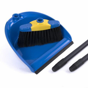 Совок со щеткой для уборки LAIMA "ЛЕНИВКА XL" 24x22 см (зубчики для чистки щетины) щетка 16x8 см 608212 от магазина РЭССИ