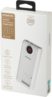 Мобильный аккумулятор Romoss SW20PF 20000mAh PD 3A белый от магазина РЭССИ