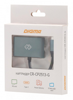 Устройство чтения карт памяти Type C Digma CR-СP2513-G серый от магазина РЭССИ