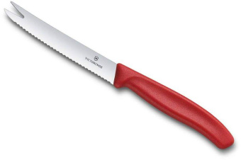 Нож кухонный Victorinox Swiss Classic (6.7861) стальной для сыра лезв.110мм серрейт. заточка красный блистер от магазина РЭССИ