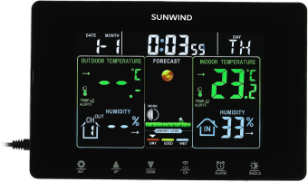 Погодная станция SunWind SW-WSH160-COLOR черный от магазина РЭССИ