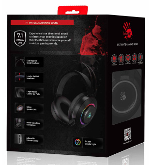 Наушники с микрофоном A4Tech Bloody G521 черный 2.3м мониторные USB оголовье (G521 (BLACK)) от магазина РЭССИ
