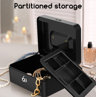 Ящик для денег Deli ET500 90x200x160 черный металл 1.2кг от магазина РЭССИ