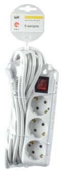 Сетевой удлинитель IEK У03К 3м (3 розетки) белый (пакет ПЭ) от магазина РЭССИ