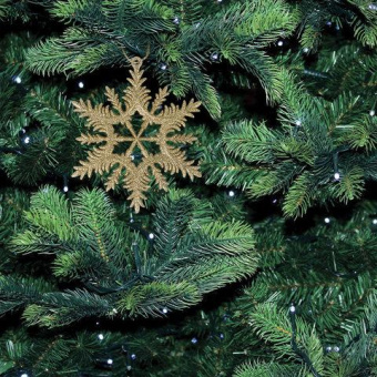 Елочное подвесное украшение Золотая сказка Снежинка золотистая 4 шт. 13 см глиттер 591132 от магазина РЭССИ