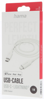 Кабель Hama H-201598 00201598 USB Type-C (m)-Lightning (m) 1м белый от магазина РЭССИ