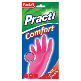 Хозяйственные перчатки PACLAN Practi Comfort латекс хб напыление разм L розовые 407272 606355 от магазина РЭССИ