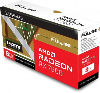 Видеокарта Sapphire PCI-E 4.0 11324-01-20G PULSE RX 7600 GAMING AMD Radeon RX 7600 8192Mb 128 GDDR6 2355/17500 HDMIx1 DPx3 HDCP Ret от магазина РЭССИ
