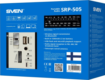 Радиоприемник портативный Sven АС SRP-505 черный/белый USB microSD от магазина РЭССИ
