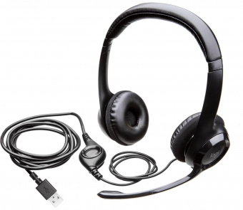 Наушники с микрофоном Logitech H390 черный 1.9м накладные USB оголовье (981-000014) от магазина РЭССИ