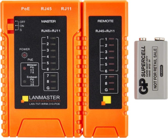 Тестер кабельный Lanmaster LAN-TST-WRM-310-POE от магазина РЭССИ