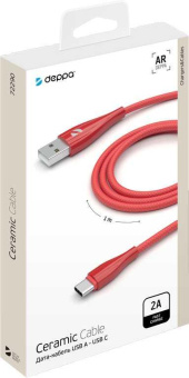 Кабель Deppa Ceramic 72290 USB (m)-USB Type-C (m) 1м красный от магазина РЭССИ