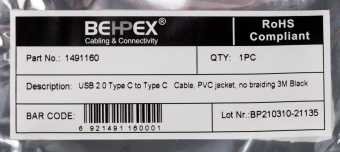 Кабель USB Type-C (m)-USB Type-C (m) 3м черный от магазина РЭССИ