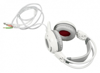Наушники с микрофоном A4Tech Bloody G300 белый 1.8м мониторные оголовье (G300 WHITE+GREY) от магазина РЭССИ