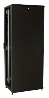 Шкаф серверный WRline (WR-TT-3761-AS-RAL9004) напольный 37U 600x1000мм пер.дв.стекл задн.дв.стал.лист 2 бок.пан. 800кг черный 910мм 1833мм IP20 сталь от магазина РЭССИ