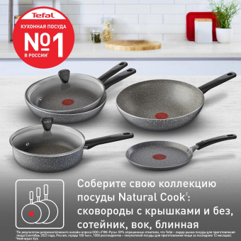 Сковорода Tefal Natural Cook 04234926 круглая 26см ручка несъемная (с крышкой) серый (9100052849) от магазина РЭССИ