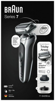 Бритва сетчатая Braun Series 7 71-S4200cs реж.эл.:3 питан.:аккум. черный/серебристый от магазина РЭССИ