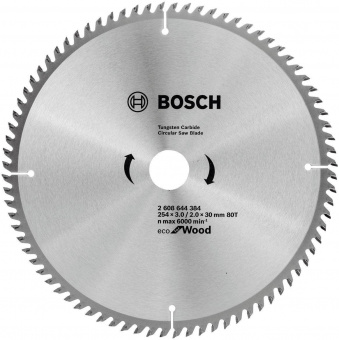 Диск пильный по дер. Bosch 2608644384 d=254мм d(посад.)=30мм (циркулярные пилы) от магазина РЭССИ