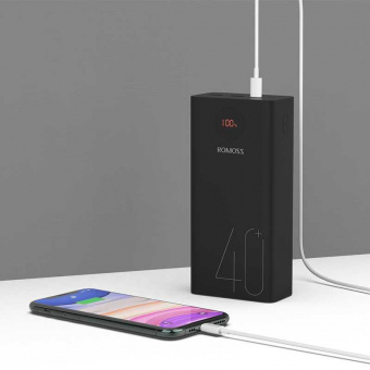 Мобильный аккумулятор Romoss PEA40 40000mAh 3A QC 2xUSB черный от магазина РЭССИ