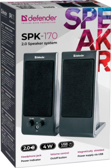 Колонки Defender SPK-170 2.0 черный 4Вт портативные от магазина РЭССИ