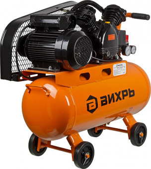 Компрессор поршневой Вихрь КМП-400/50Р масляный 400л/мин 50л 2500Вт оранжевый/черный от магазина РЭССИ