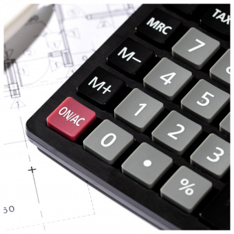 Калькулятор настольный Deli EM126 черный 12-разр. от магазина РЭССИ