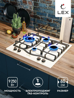 Газовая варочная поверхность Lex GVG 6043C IV Light белый антик от магазина РЭССИ