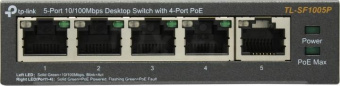 Коммутатор TP-Link TL-SF1005P 5x100Mb 4PoE 58W неуправляемый от магазина РЭССИ