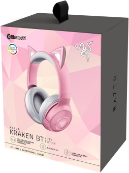 Наушники с микрофоном Razer Kraken BT - Kitty Edition - Quartz розовый/серый мониторные BT оголовье (RZ04-03520100-R3M1) от магазина РЭССИ