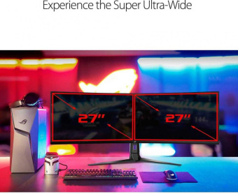 Монитор Asus 49" ROG Strix XG49VQ черный VA LED 32:9 HDMI M/M матовая HAS Piv 450cd 3840x1080 144Hz FreeSync 2 DP FHD USB 12.2кг от магазина РЭССИ