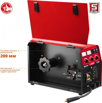 Сварочный полуавтомат Зубр ПС-200 инвертор MIG-MAG/ММА DC 6.4кВт от магазина РЭССИ