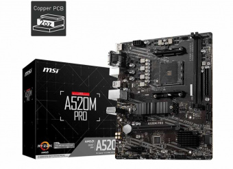 Материнская плата MSI A520M PRO Soc-AM4 AMD A520 2xDDR4 mATX AC`97 8ch(7.1) GbLAN RAID+VGA+HDMI+DP от магазина РЭССИ