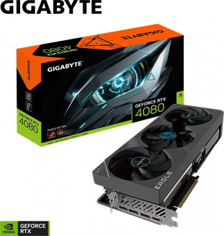 Видеокарта Gigabyte PCI-E 4.0 GV-N4080EAGLE OC-16GD NVIDIA GeForce RTX 4080 16384Mb 256 GDDR6X 2520/22400 HDMIx1 DPx3 HDCP Ret от магазина РЭССИ