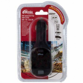 Автомобильный FM-модулятор Ritmix FMT-A705 черный SD/MicroSD USB PDU (15118383) от магазина РЭССИ