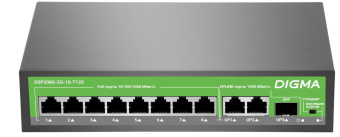 Коммутатор Digma DSP208G-2G-1S-T120 (L2) 10x1Гбит/с 1SFP 8PoE 8PoE+ 120W неуправляемый от магазина РЭССИ