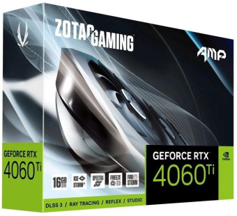 Видеокарта Zotac PCI-E 4.0 RTX 4060 Ti AMP NVIDIA GeForce RTX 4060TI 16Gb 128bit GDDR6 2595/18000 HDMIx1 DPx3 HDCP Ret от магазина РЭССИ