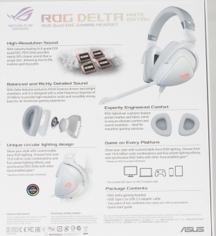 Наушники с микрофоном Asus ROG Delta белый/серый 1м мониторные оголовье (90YH02HW-B2UA00) от магазина РЭССИ