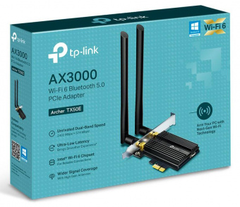 Сетевой адаптер WiFi + Bluetooth TP-Link Archer TX50E AX3000 PCI Express (ант.внеш.несъем.) 2ант. от магазина РЭССИ
