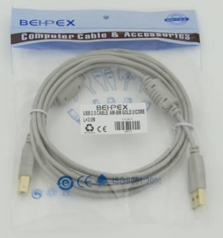 Кабель USB A(m) USB B(m) 3м феррит.кольца серый от магазина РЭССИ