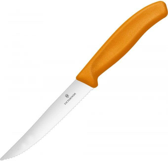 Нож кухонный Victorinox Swiss Classic (6.7936.12L9) стальной для стейка лезв.120мм серрейт. заточка оранжевый от магазина РЭССИ