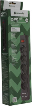 Сетевой фильтр Defender DFS 755 5м (5 розеток) черный (коробка) от магазина РЭССИ