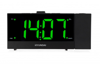 Радиобудильник Hyundai H-RCL243 черный LCD проек.изоб. подсв:зеленая часы:цифровые FM от магазина РЭССИ